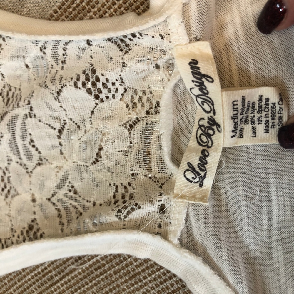 3/$10 Lace Inset Flowy Burnout Racerback Tank - Picture 6 of 8